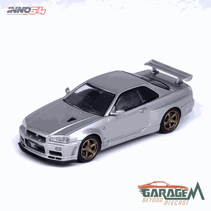 Nissan Skyline GT-R (R34) V-Spec II Silver Model Diecast by INNO64